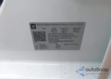 2018 Chevrolet Silverado 1500 2Lt z USA, uszkodzony, nr VIN 3GCUKREC8JG251610